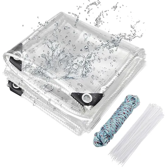 Clear Vinyl Tarp with Grommets for Greenhouse Covering Carports Patios Outdoor Event Shelters Farms 