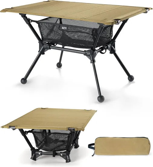 Factory Custom Logo Outdoor Portable 600d Camping Table Compact Square Aluminum Frame Folding Table 