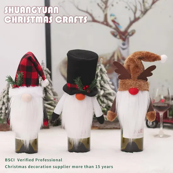 New Design Plush Wine Bottle Cover Christmas Ornaments Holiday Decoration Party Gifts 