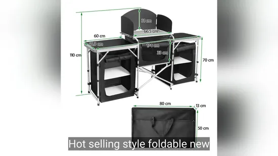 High Quality Aluminum Alloy Material Outdoor Camping Mobile Kitchen with Cloth Cabinet Outdoor Lightweight Camping Table 